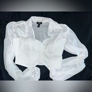 Zara White Strapless Blouse